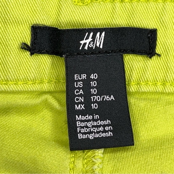 Size 10 H&M Lime Green Vibrant Shorts Stretch Cotton Blend Punk Goth - Picture 9 of 11